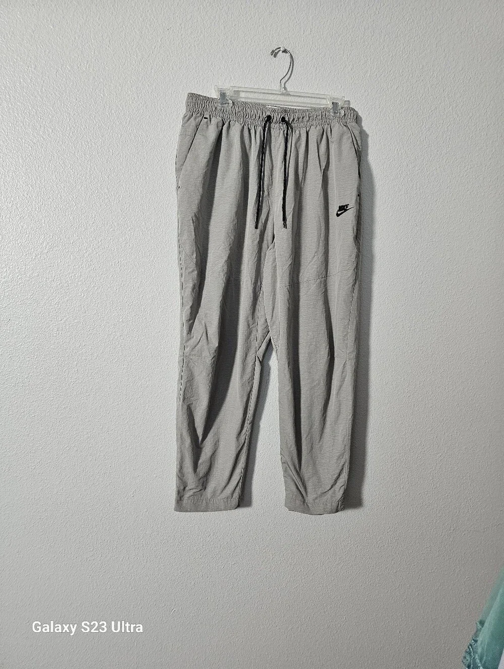 Nike Light Gray Track Pants with Black Logo Sz XL